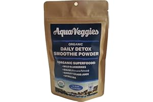 Aqua Veggies Detox Green Superfood Smoothie Powder | Organic Blueberry Powder, Spirulina, Atlantic Dulse Seaweed & Barley Grass Juice Powder — 14-Day Detox Cleanse (04 Ounce (Pack of 1))