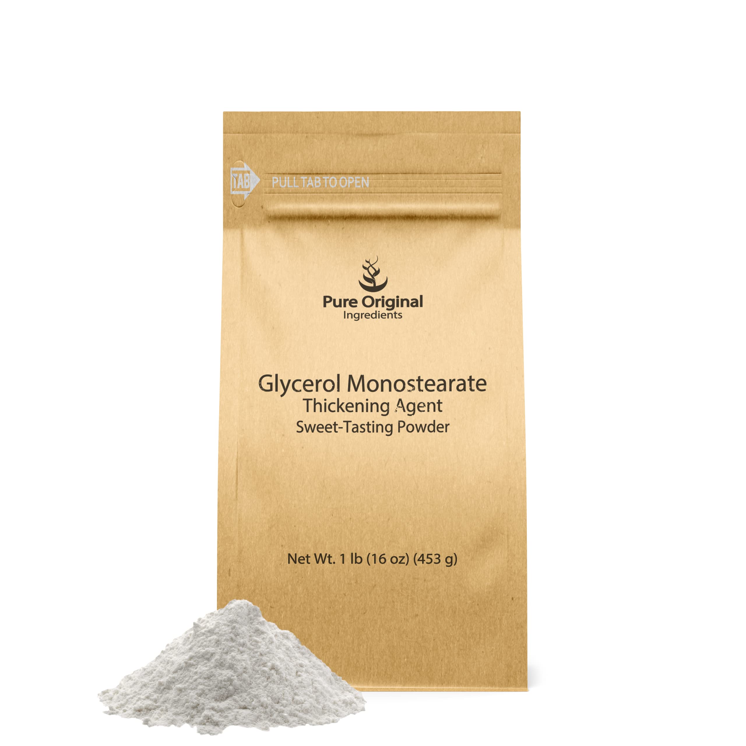 Pure Original Ingredients Glycerol Monostearate (1 lb) Thickening Agent, Emulsifier, Add to Desserts, Sweet-Tasting Powder