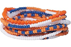 INK + ALLOY Game Day Bracelet Stacks, Beaded Bracelets for Football Gameday Outfits, Handmade Jewelry for College Students, Teachers, Football Moms, Set of 10