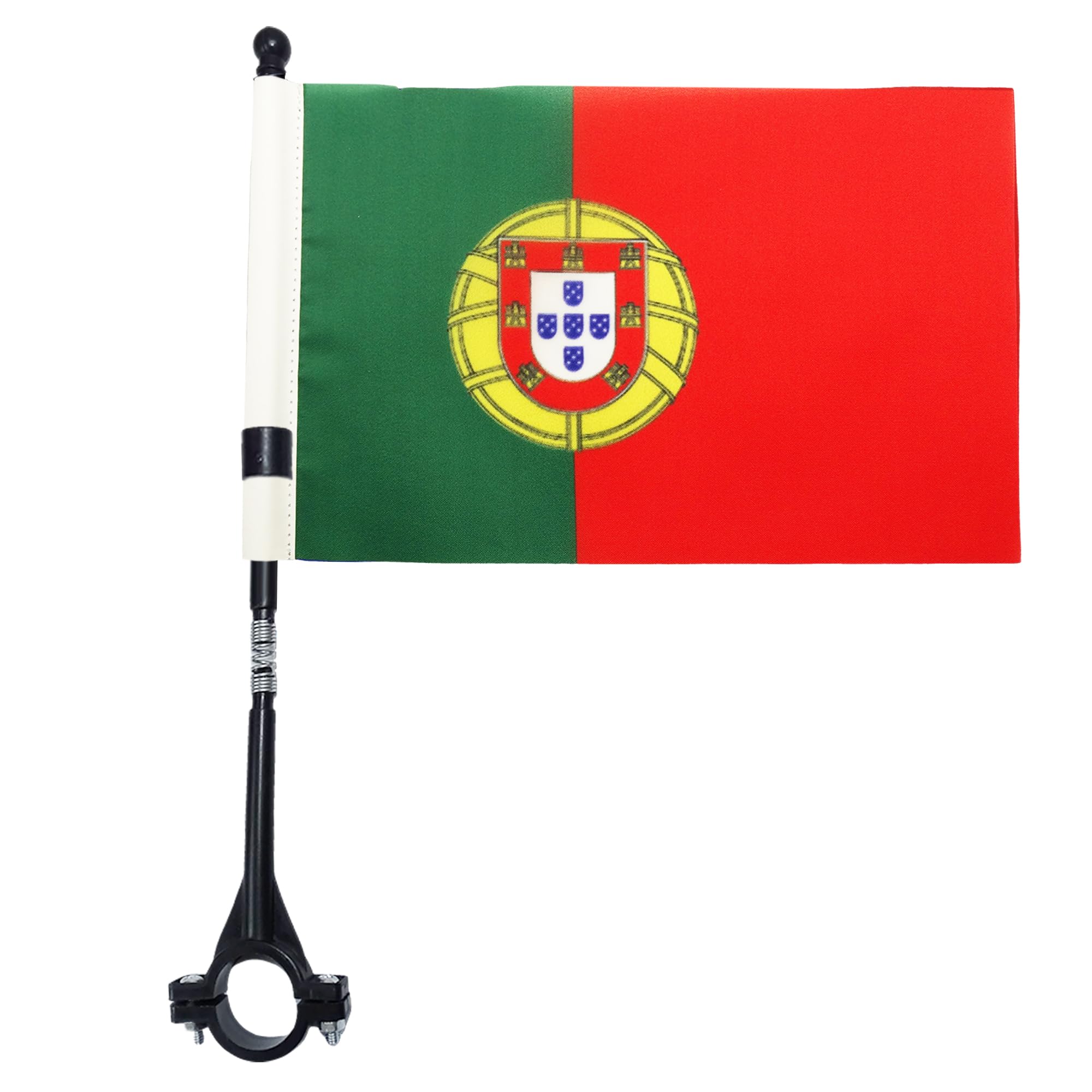 AZ FLAG - Portugal Bike Flag 4'' x 6'' - Portuguese Bicycle Flag 100% Polyester 21 x 14 cm - Mini Banner with 12'' Black Plastic Pole