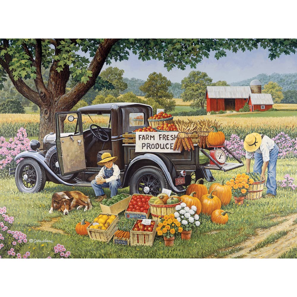 Bits and Pieces - 2000 Piece Jigsaw Puzzle for Adults - Home Grown - 2000 pc Fall on the Farm Jigsaw by Artist John Sloane
