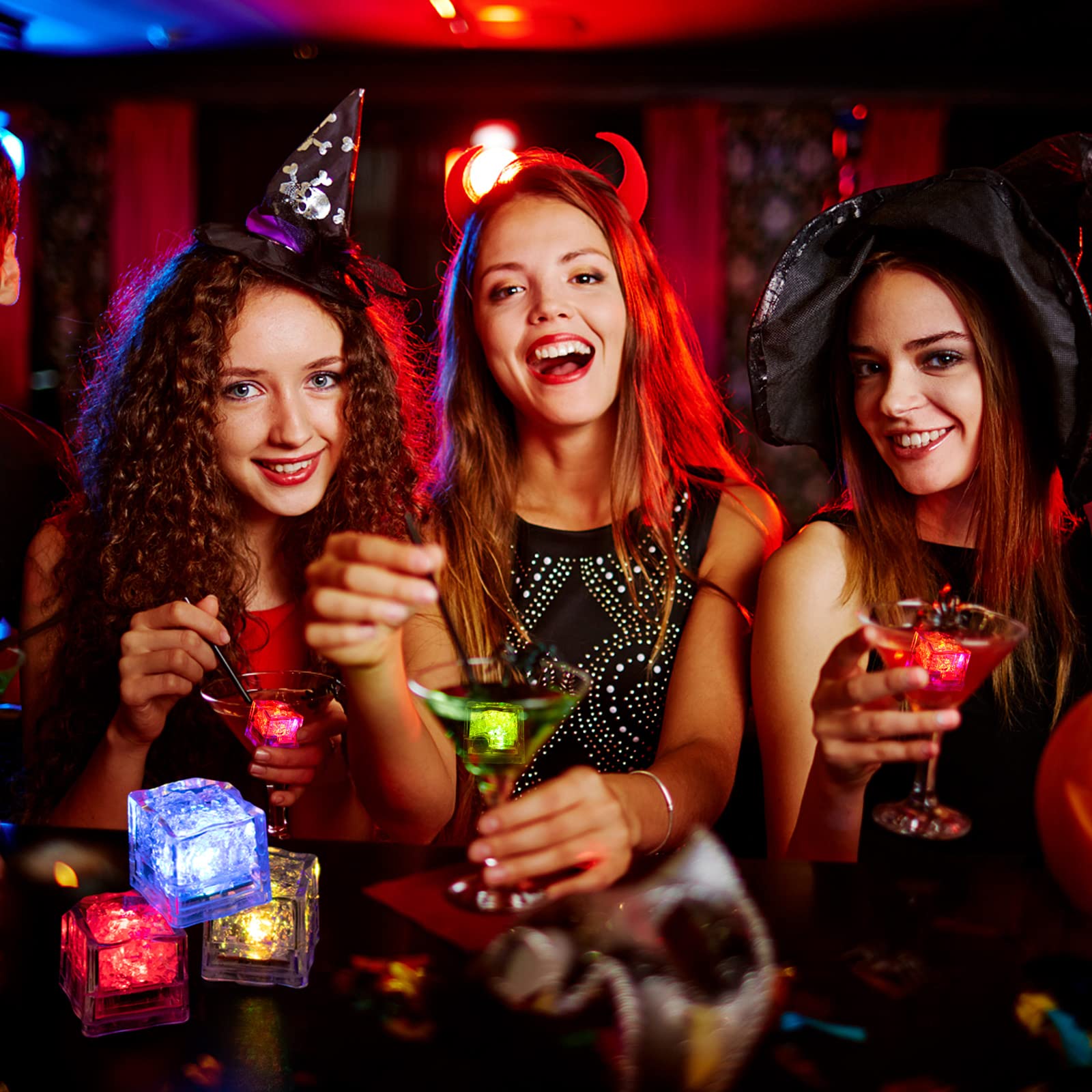 Nonley Light Up Ice Cubes Bulk, 200 PCS Led Ice Cubes for Drinks with Changing Lights, IP67 Waterproof Reusable Glowing Flashing Ice Cube for Club Bar Party Wedding Decor (Multicolor)