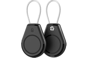HONSHOOP Air Tagholder 2 Pack - Waterproof Keychain Case with Steel Wire Cable & Hex Lock, Anti-Lost Shockproof Cover Compatible with Apple Air Tag for Luggage, Backpack, Keys, Bicycles, Kids Items - Black