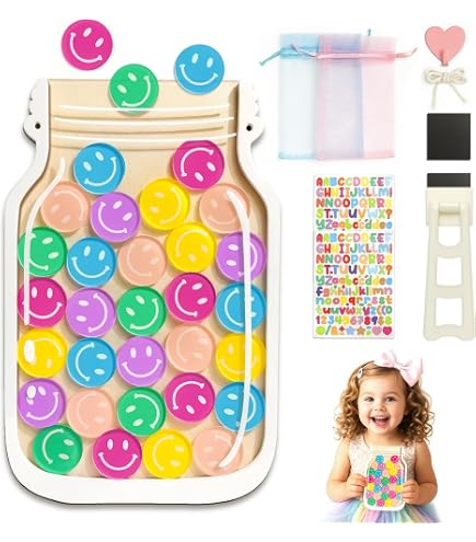 Bocal Récompense Magnétique Personnalisable Pour Enfants - Avec 42 Smileys Et Autocollants Lettres - Tableau De Comportement