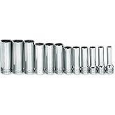 Williams JHWMSBD12HRC SUPERTORQUE 12-Piece 3/8-Inch Drive Deep Metric 6 Point Socket Set (Range: 8mm - 19mm), High-Polished Chrome Finish, Designed for Maximum Engagement on 6-Point Fasteners