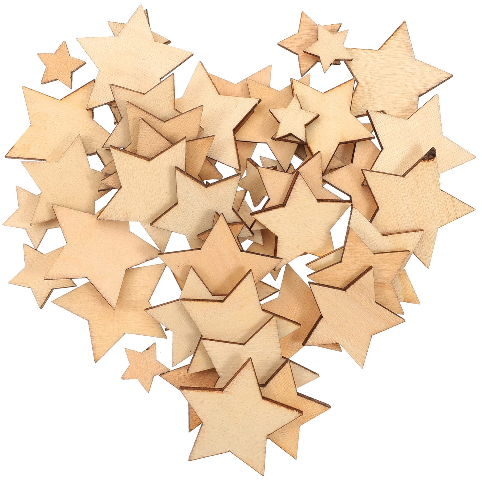 100pcs Wooden Star Slices Mini DIY Blank Wooden Craft Ornaments Unfinished Pieces Wedding Party Crafts Making Scrapbook Decoration
