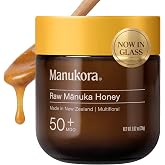 Manukora Raw Manuka Honey MGO 50+ New Zealand, Non-GMO, Daily Support, 250g | B-Corp Certified, 3rd Party Tested, Glyphosate Residue-free, Traceable Hive-To-Hand, Now in Glass, 2,000+ Compounds