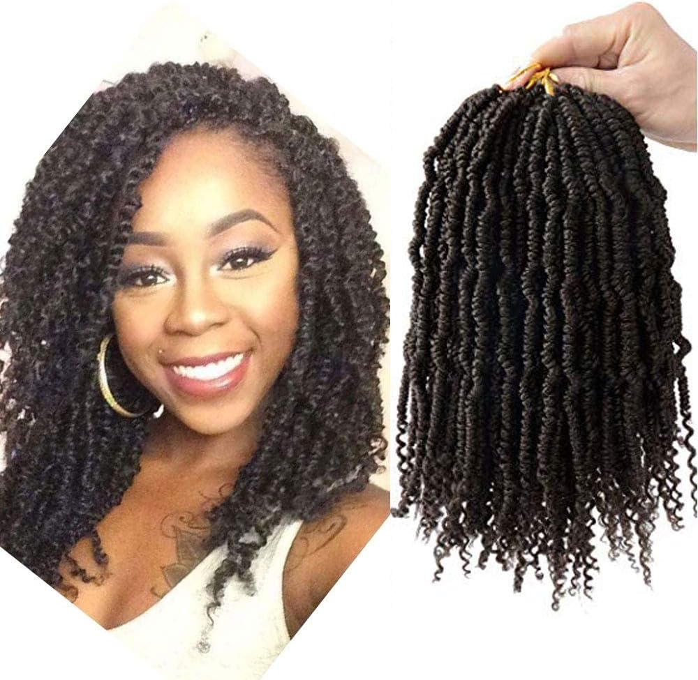Flyteng Spring Twist Hair #4 crochet curly hair Bomb Twist Braiding Hair Extension 4 Pack Spring Twist Crochet Braids…