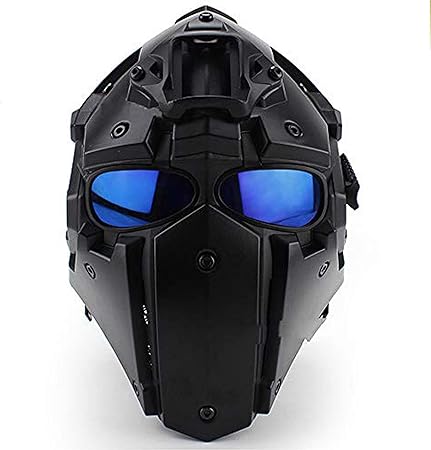 Amazon Fayelong フルフェイスマスク戦術軍用ヘルメット黒曜石グリーンgoblターミネーターヘルメット とマスクサングラスゴーグル狩猟ペイントボール射撃軍用自転車ヘルメットcs保護 5組のゴーグル ジェット 車 バイク