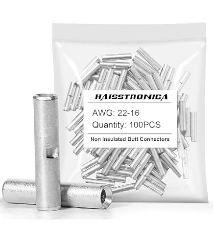 Snapklik.co : UL Listed Non Insulated Butt Connectors 12-10 AWG, 100...