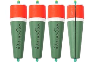 wondersee Fishing Floats Weighted Slotted Peg Popping Floats Slip Bobbers, Pack of 4