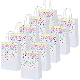 Thxutm White Gift Bags Bulk 8.5x3x6.5 Inches 10 Pcs - Sturdy Paper Handles for Wedding Favors, Retail Shopping, Birthday Party Supplies