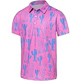 RAISEVERN Boys Polo Shirt Hawaiian Golf Collared Performance Tops Kids Short Sleeve 5-14 Years