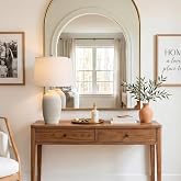 Vortether 24.5" Vintage Ceramic Table Lamp Single-Rustic Boho Accent Nightstand Lamps for Bedroom, Living Room, Entryway-Smal