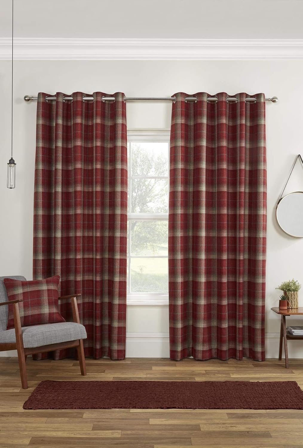 Yorkshire Linen Sundour Carnoustie Curtains Blackout Eyelet Woven Check