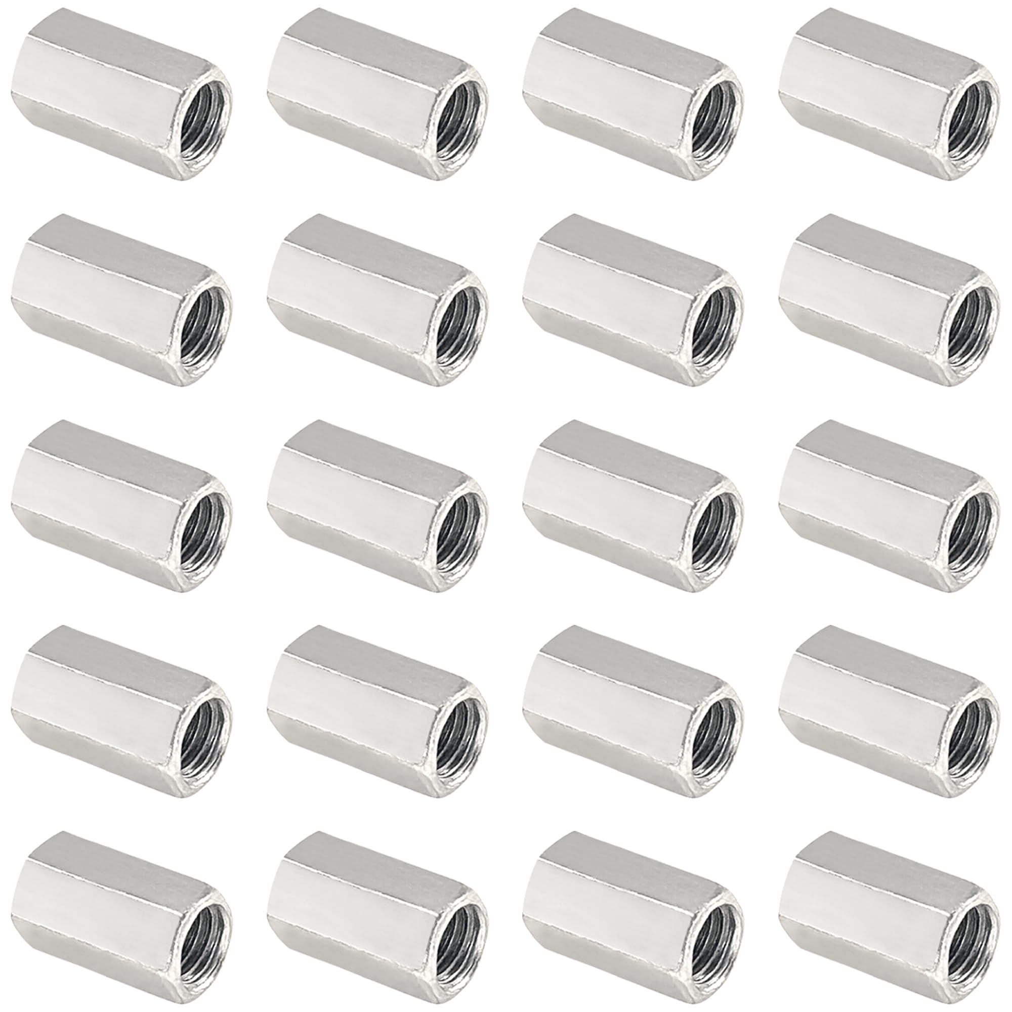 LHUIDDH 20 PCS M8*20mm Hex Carbon Steel Zinc Plated Long Rod Nuts