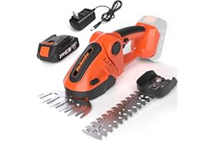 MAXLANDER Cordless Grass Shears & Hedge Trimmer, 2-in-1 Handheld Grass Trimmer/Shrubbery Trimmer, 21V Battery Operated Hedge Trimmer for Garden/Lawn with Battery and Charger