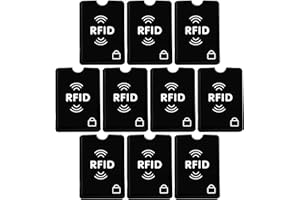 SaiTech IT Set of 10 RFID Blocking Sleeves Best way to Protect your Cards from Electronic Theft, Durable, Lightweight and Compact Design to fit in any Pocket or Purse (Black)