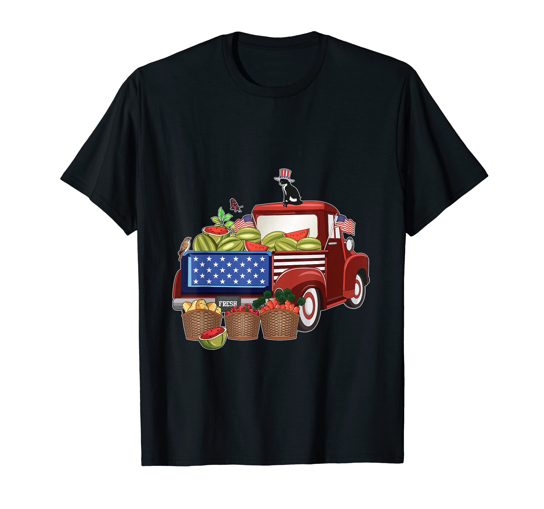 4th of July Independence Day Vintage Red Truck Watermelon T-Shirt