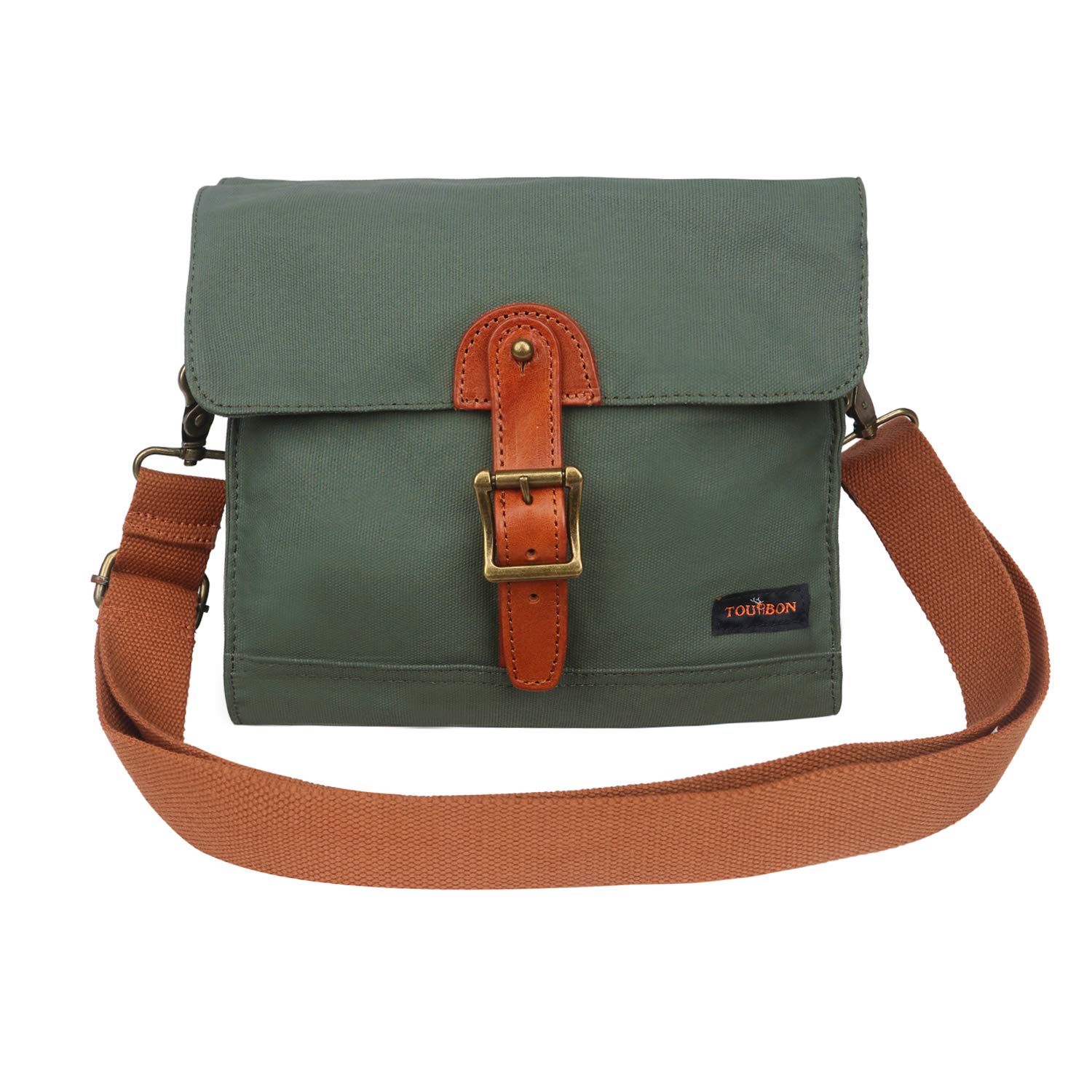 TOURBON Canvas Cycling Bike Handlebar Bag Bicycle Shoulder Storage Bags (Green)