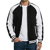 Decrum Raglan Varsity Jacket Men - High School Bomber Mens Baseball Jackets | Polyester Linning, Ribbed Collar &amp; Cuffs, Full Front Zipper Closure, Comfortable Fabric