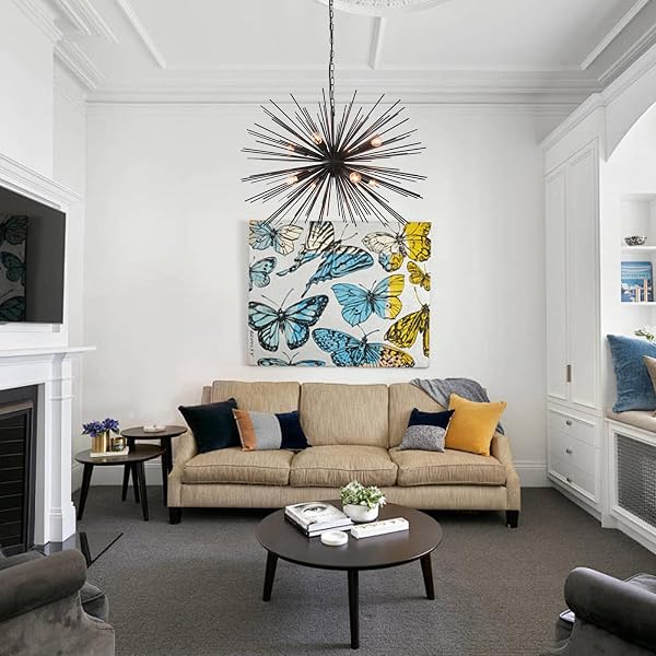 TESCRUANT 29.13″ LARGE BLACK SPUTNIK CHANDELIER VINTAGE GEOMETRIC STARBURST CHANDELIER LIGHT MODERN SOLID METAL FIREWORK CHANDELIERS FOR DINING ROOM, KITCHEN ISLAND, BEDROOM, LIVING ROOM