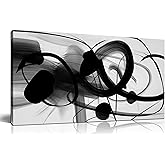 ANCXWOTER Large Canvas Wall Art for Living Room Bedroom Abstract Line Black and White Picture Ink and Wash Artwork Canvas Prints 20x40 Inch