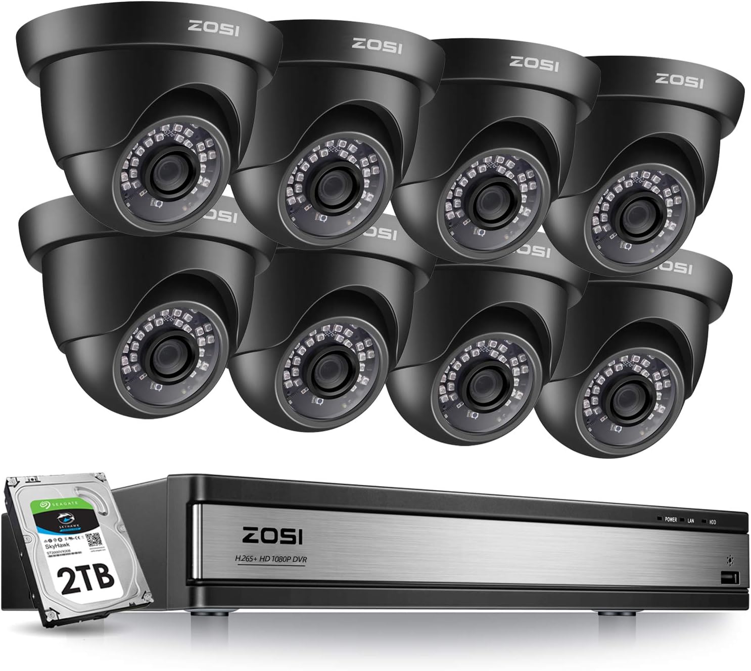 ZOSI H.265+ 1080p 16 Channel Security Camera System,16 Channel DVR with