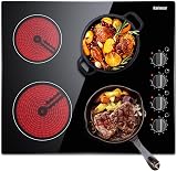 Karinear 60cm Ceramic Hob 4 Zone Built-in Knob Control 6000W Hard Wired