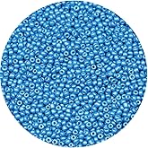 ORNSHIZI 2mm Sky Blue Pearled Seed Beads 12/0, 50grams About 5000pcs Seed Beads for Making Waist Bracelet Earring Necklace Jewelry