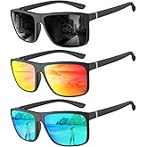 QALLY Polarized Sunglasses for Men Rectangular Frame Men's Polarized Sunglasses Sports Sunglasses with UV400 Protection