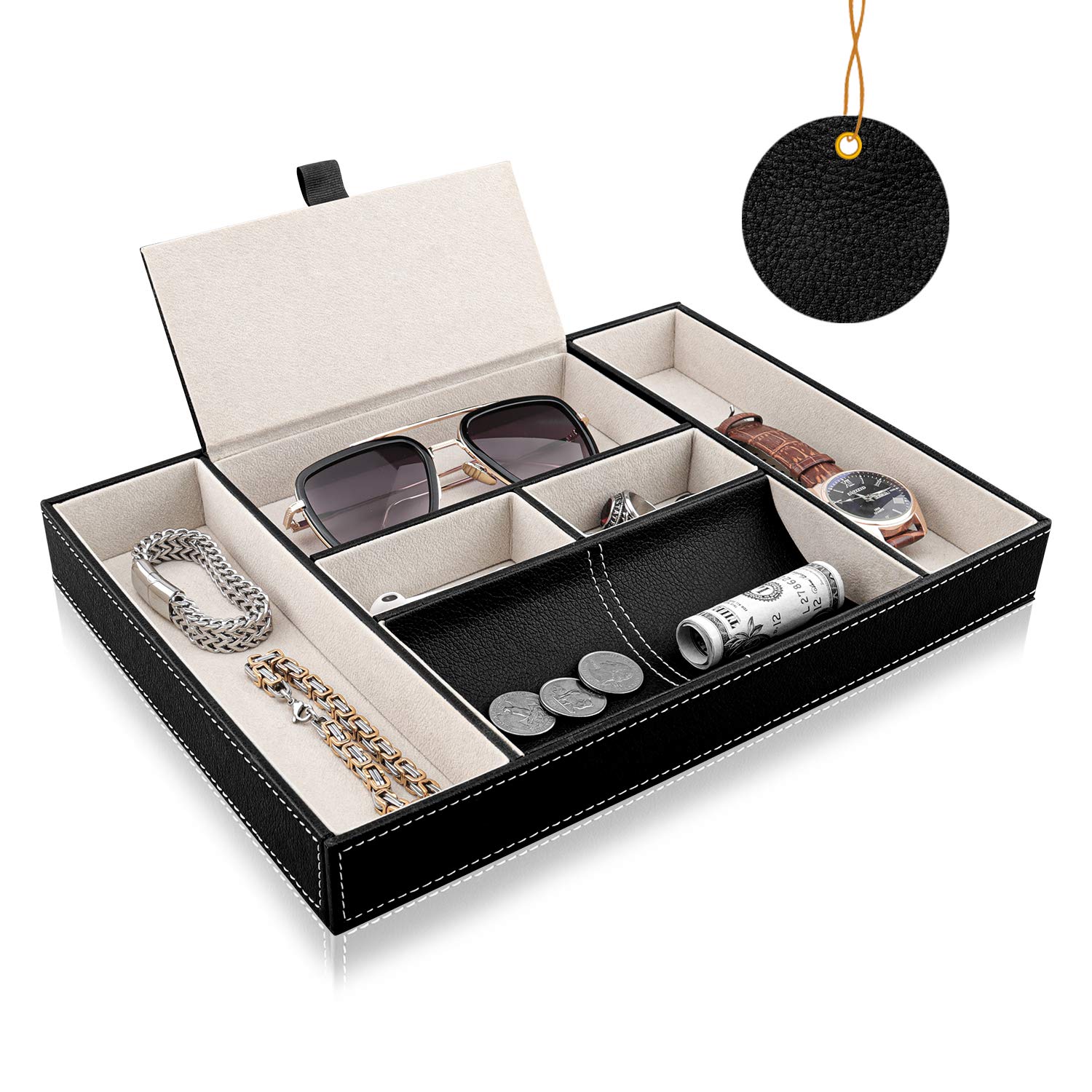 Buy Baoyun Mens Valet Tray Organizer, Leather Men's EDC Tray and