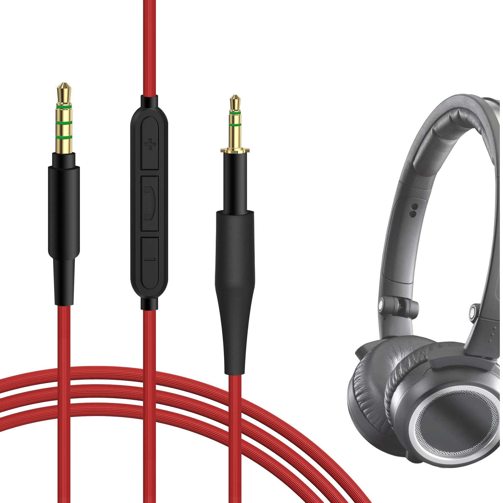 GEEKRIA Audio Cable with Mic Compatible with AKG K450, K451, K452, Q460, K480 Headphones, 2.5mm Aux Replacement Stereo Cord with Inline Microphone and Volume Control (4 ft / 1.2 m)