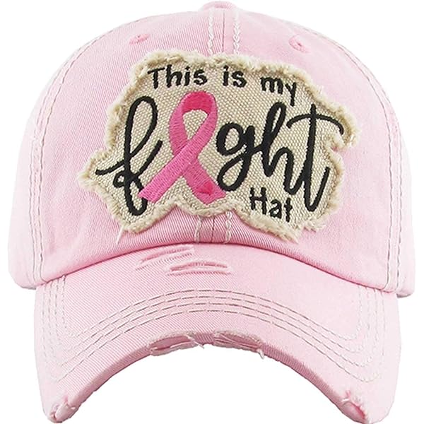 Pink Ribbon Women's Awareness Baseball Cap - Vintage Distressed Hope Hat