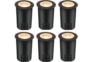 [6 Pack] CLOUDY BAY 9W LED Landscape Well Lights,2700K/3000K/3500K/4000K/5000K Selectable,Low Voltage 12V/24V Ground Lighting,Waterproof Outdoor In Ground Lights for Uplights,Transformer Excluded