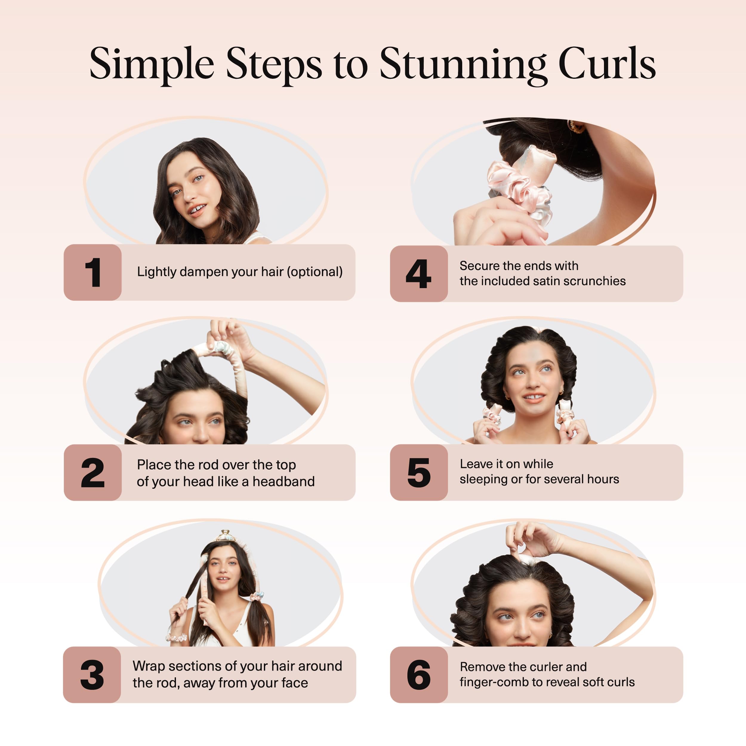 Kitsch Satin Heatless Curling Set – Heatless Curls Overnight with Hair Curler & 2 Satin Scrunchies – Hair Curlers to Sleep In for Overnight Curls – Overnight Blowout Rods – Sunset Tie Dye