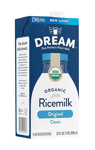 RICE DREAM ORGANIC RICE MILK DRINK, ORIGINAL PLAIN, VEGAN DAIRY ALTERNATIVE, LACTOSE FREE, SHELF STABLE, 32OZ (PACK OF 12)