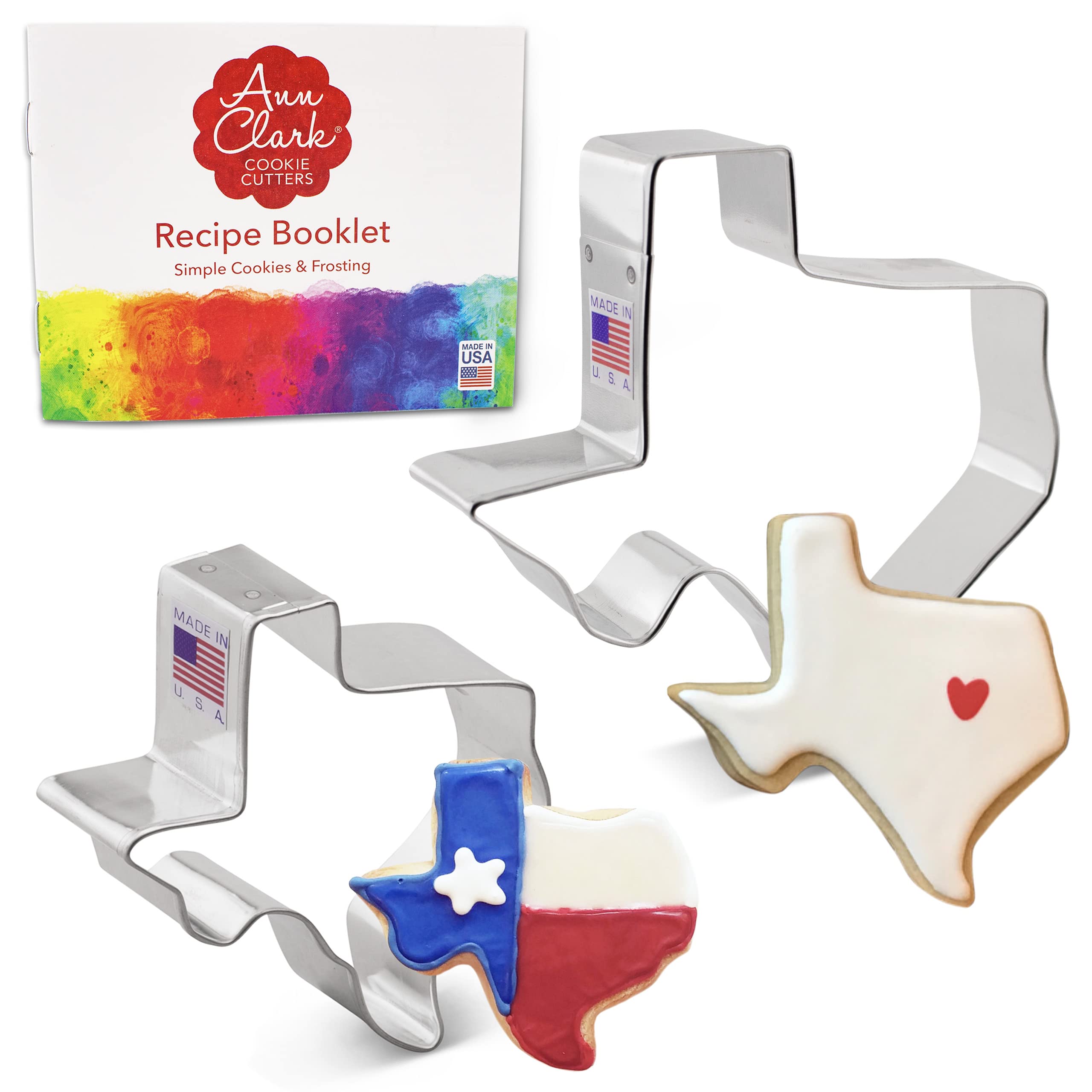 State of Texas Cookie Cutters 2-Pc. Set Made in The USA by Ann Clark, Large and Regular