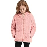 QPANCY Girls Fuzzy Sherpa Coat Full Zip Hoodie Fleece Jacket with Pockets Fall Winter Outwear