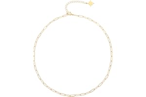 Aobei Pearl 18K Gold Plated Paperclip Chain Choker Satellite Chain Freshwater Cultured Biwa Pearl Pendant Necklace Dainty Jewelry for Women