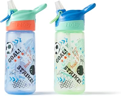 Nuby Super Quench Straw Water Bottle 540ml Spill Proof 2 Pack
