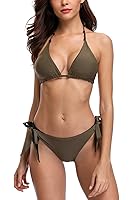 CharmLeaks Women's Halter Triangle Bikini With Tie Martinique