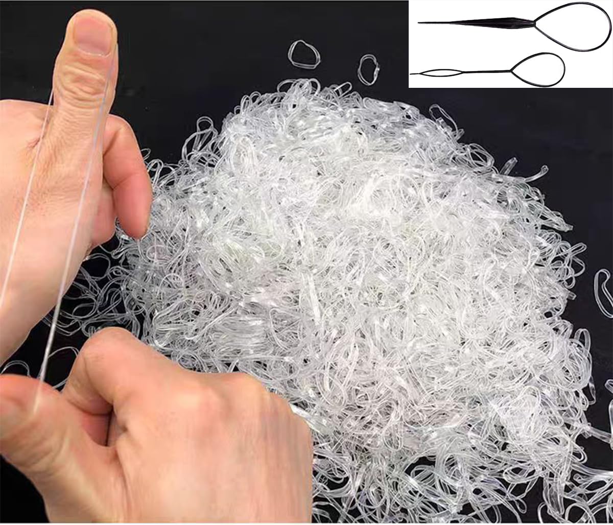 Photo 1 of Elastic Hair Rubber Bands, 2000 PCS Soft Ponytail Elastics Holders Small Hair Ties for Blond Kids Baby Girls Toddler Infants Hair No Crease Damage No Hurt Thin Easy to dismantle Mini TPU Tie (Clear)
