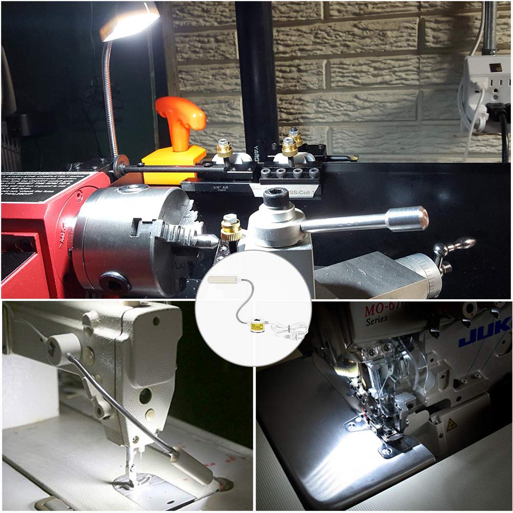 Sewing Machine Light LED Flexible Gooseneck Work Lamp with Magnetic Mount Base for Workbench Lathe Drill Press