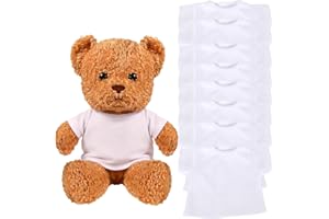 AugFrog 8 - Pack White Blank T - Shirts for 17 - 18 Inch Bears | Thick DIY Stuffed Animal Canvas Clothes (White)