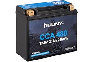 Houny Lithium YTX20L-BS/YTX20HL/ETX20L-BS 20AH LiFePO4 Motorcycle Battery，Built in BMS，12V 480CCA 4 Wheeler,ATV,UTV,Snowmobile,Jet Ski, Seadoo, Polaris,Riding Lawn Mower Battery