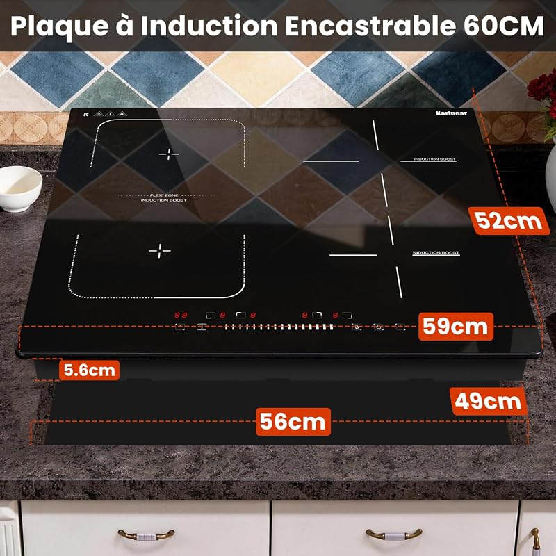Plaque Induction 4 Feux avec Flexi Zone 7200W