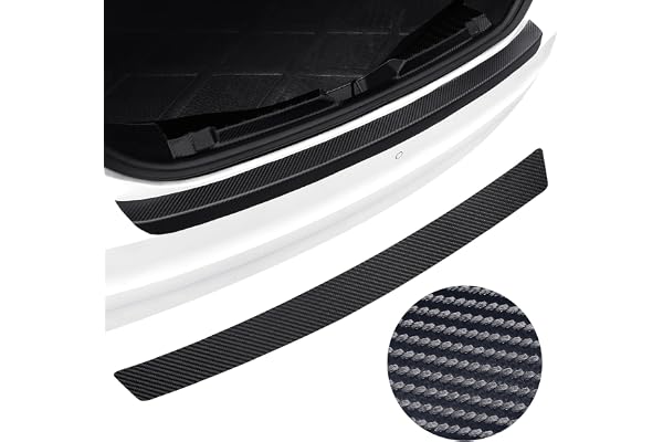 Moteloor 35.4" Rear Bumper Guard for SUV/Truck, Carbon Fiber | Carbon fiber leather rear bumper guard, 35.4x3.15in, waterproof, stain-proof, UV-resistant, non-yellowing, no edge curling