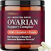 Ovarian Support for Hormone Balance for Women | Healthy Ovulation, Menstrual Cycle & Reproductive Health Support | DIM Supplement with Myo-Inositol & D-Chiro Inositol & Folate Complex | 30 Day Supply