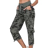 MoFiz Womens Capris with Pockets Loose Fit Casual Capri Pants Dressy Lightweight Ladies Baggy Cargo Pants for Hiking